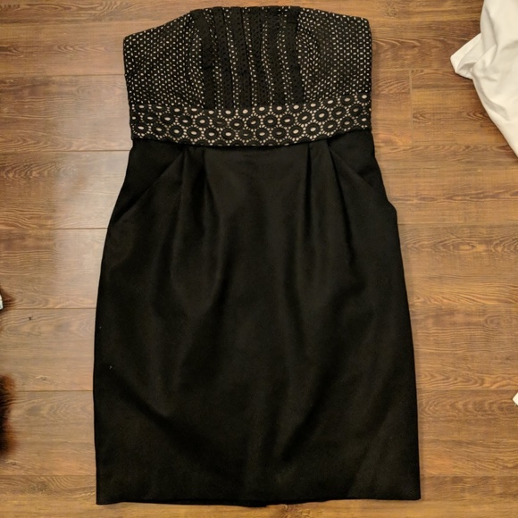 Ann Taylor LOFT Black Lace Eyelet Strapless Dress - Picture 1 of 7